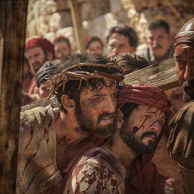 マルコによる福音書 15:21 - 時にアレキサンデルとルポスとの父シモンといふクレネ人、田舍より來りて通りかかりしに、強ひてイエスの十字架を負はせ、